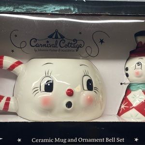 Carnival Cottage Laughing Luna Red Ceramic Mug & Ornament Bell Set NEW!